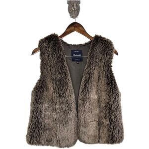 Madewell western vest faux fur brown lined size medium